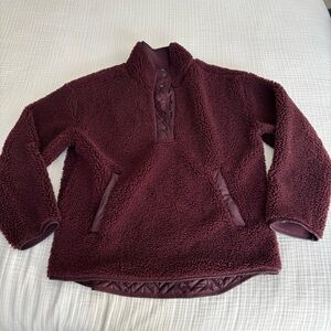 Athleta Burgundy Sherpa Pullover